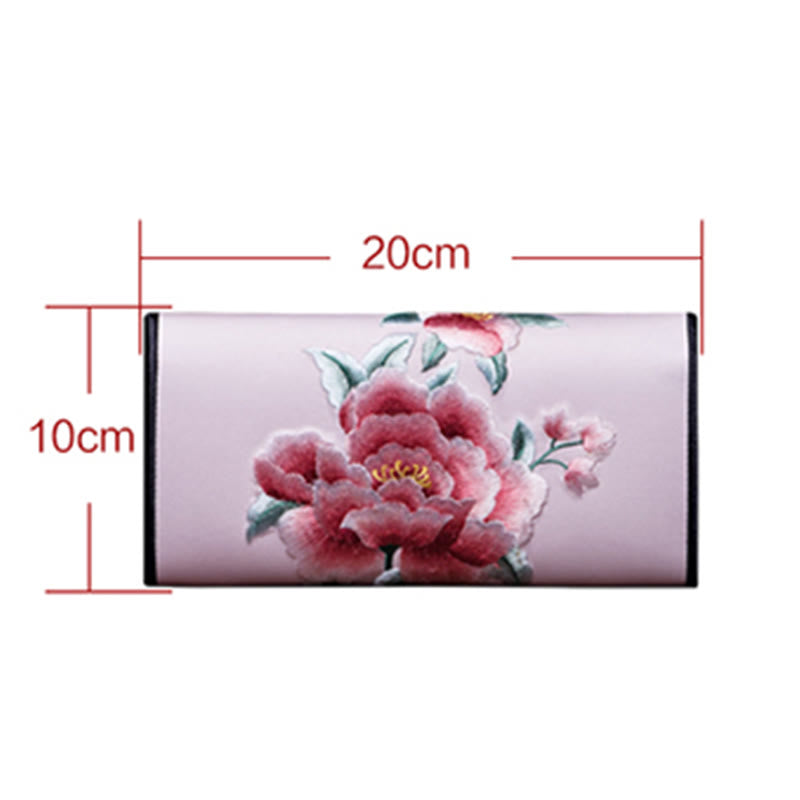 Nimara Ritual Peony Su Embroidery Journey Shopping Long Purse Handbag