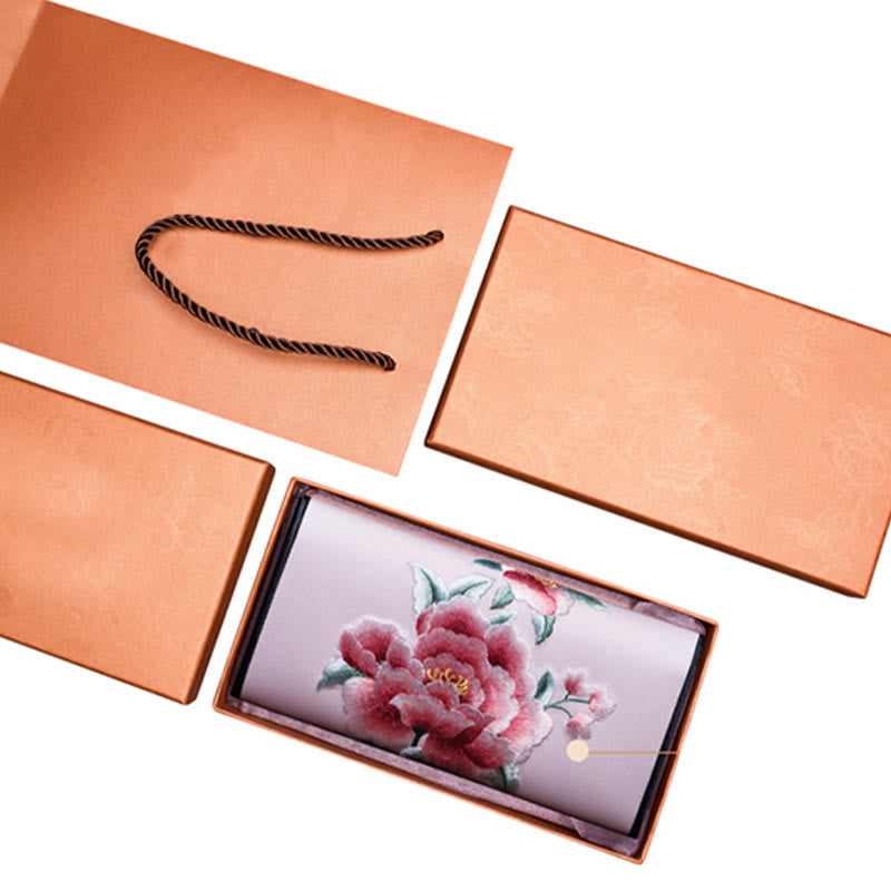 Nimara Ritual Peony Su Embroidery Journey Shopping Long Purse Handbag