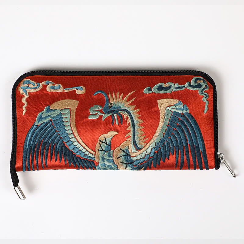 Nimara Ritual Mythical Beast Phoenix Dragon Qilin Su Embroidery Ticket Folder Storage Journey Shopping Purse Handbag