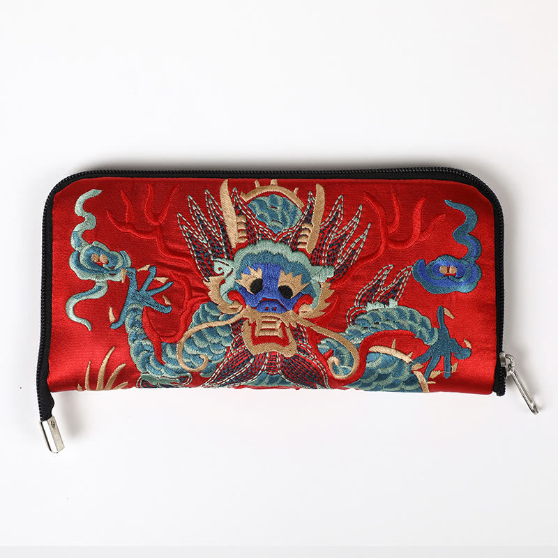 Nimara Ritual Mythical Beast Phoenix Dragon Qilin Su Embroidery Ticket Folder Storage Journey Shopping Purse Handbag