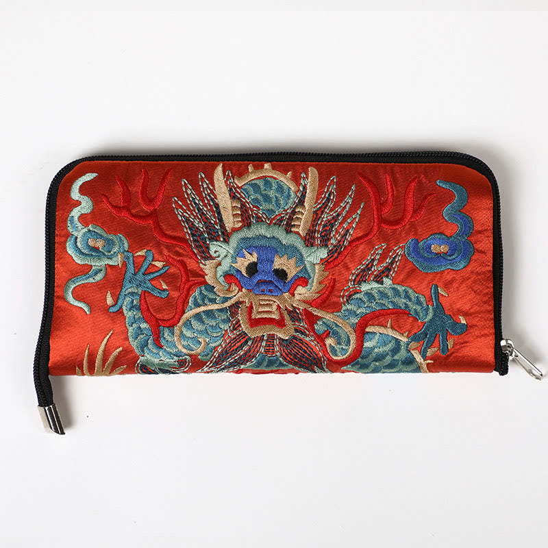 Nimara Ritual Mythical Beast Phoenix Dragon Qilin Su Embroidery Ticket Folder Storage Journey Shopping Purse Handbag