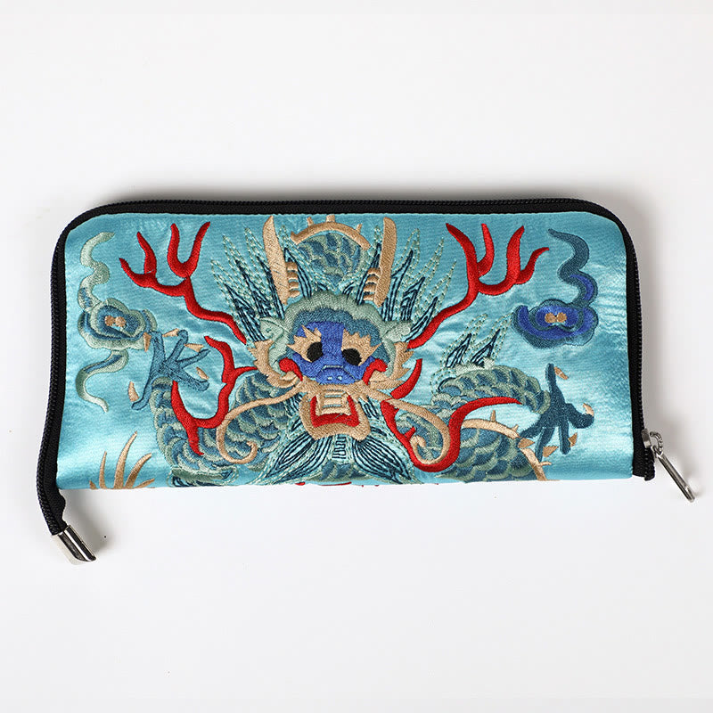Nimara Ritual Mythical Beast Phoenix Dragon Qilin Su Embroidery Ticket Folder Storage Journey Shopping Purse Handbag