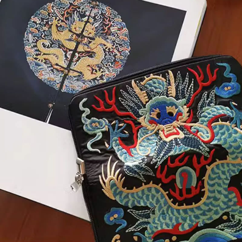 Nimara Ritual Mythical Beast Phoenix Dragon Qilin Su Embroidery Ticket Folder Storage Journey Shopping Purse Handbag