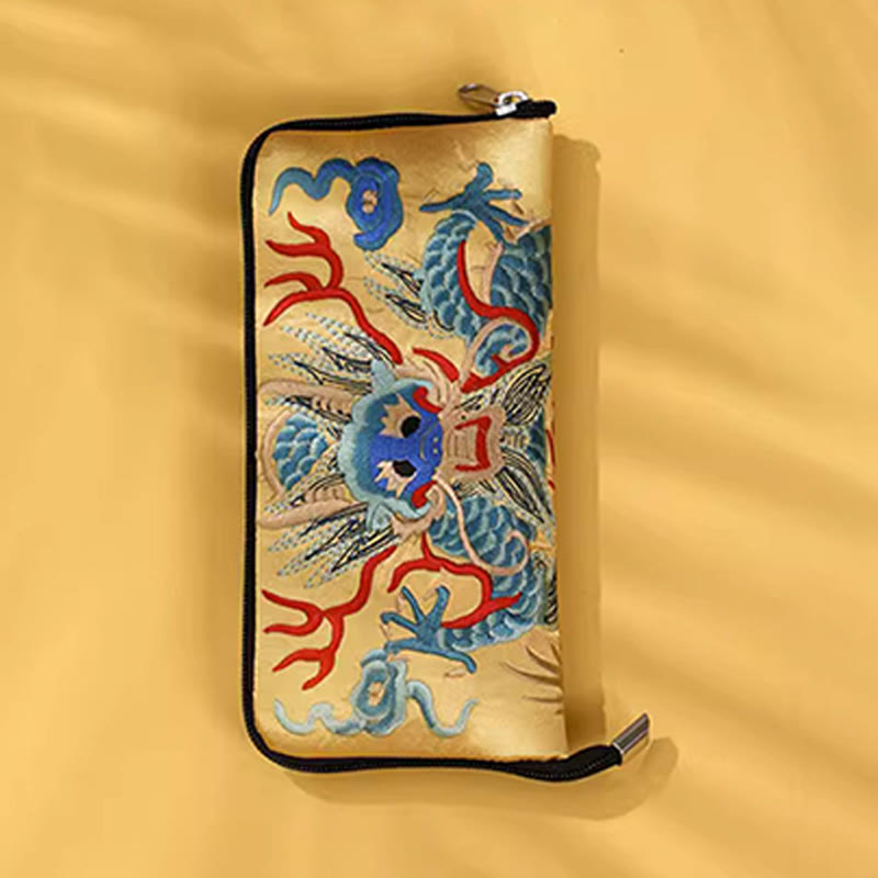 Nimara Ritual Mythical Beast Phoenix Dragon Qilin Su Embroidery Ticket Folder Storage Journey Shopping Purse Handbag