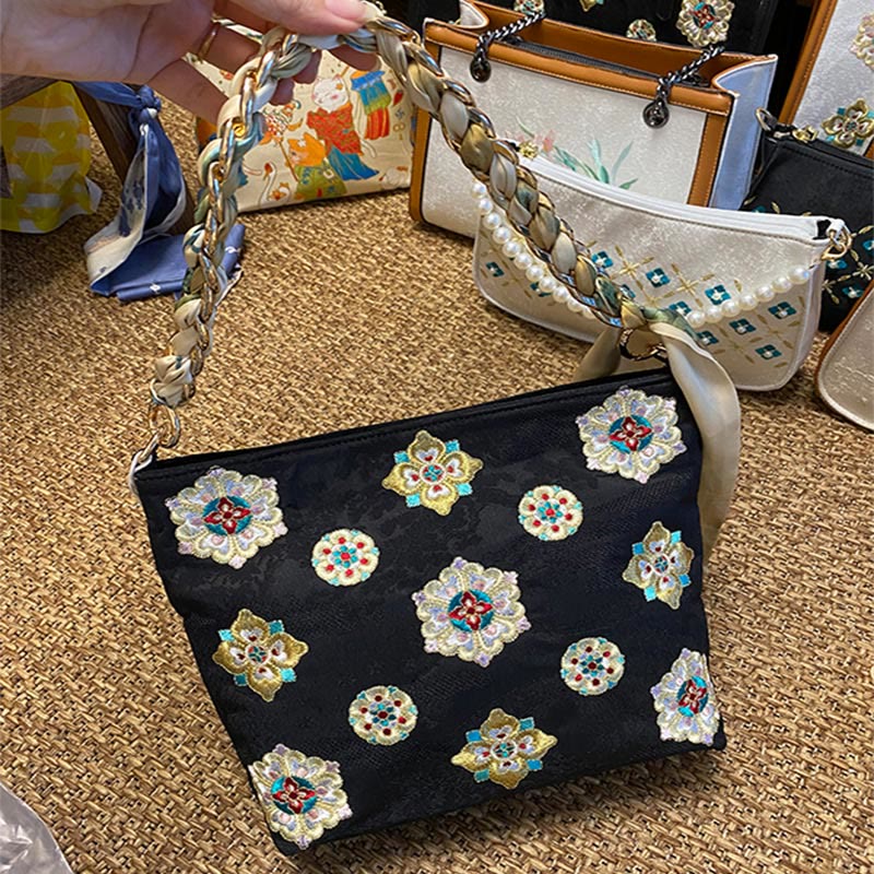 Nimara Ritual Satin Su Embroidery Journey Shopping Shoulder Bag Handbag Crossbody Bag