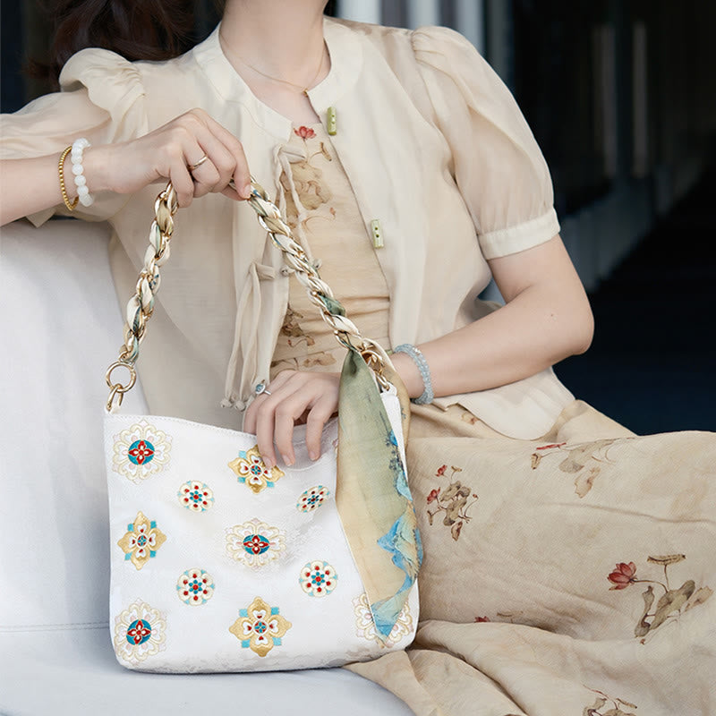 Nimara Ritual Satin Su Embroidery Journey Shopping Shoulder Bag Handbag Crossbody Bag