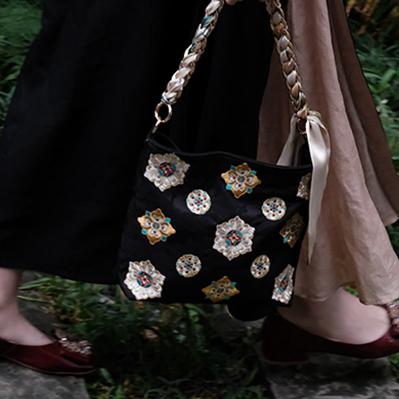 Nimara Ritual Satin Su Embroidery Journey Shopping Shoulder Bag Handbag Crossbody Bag