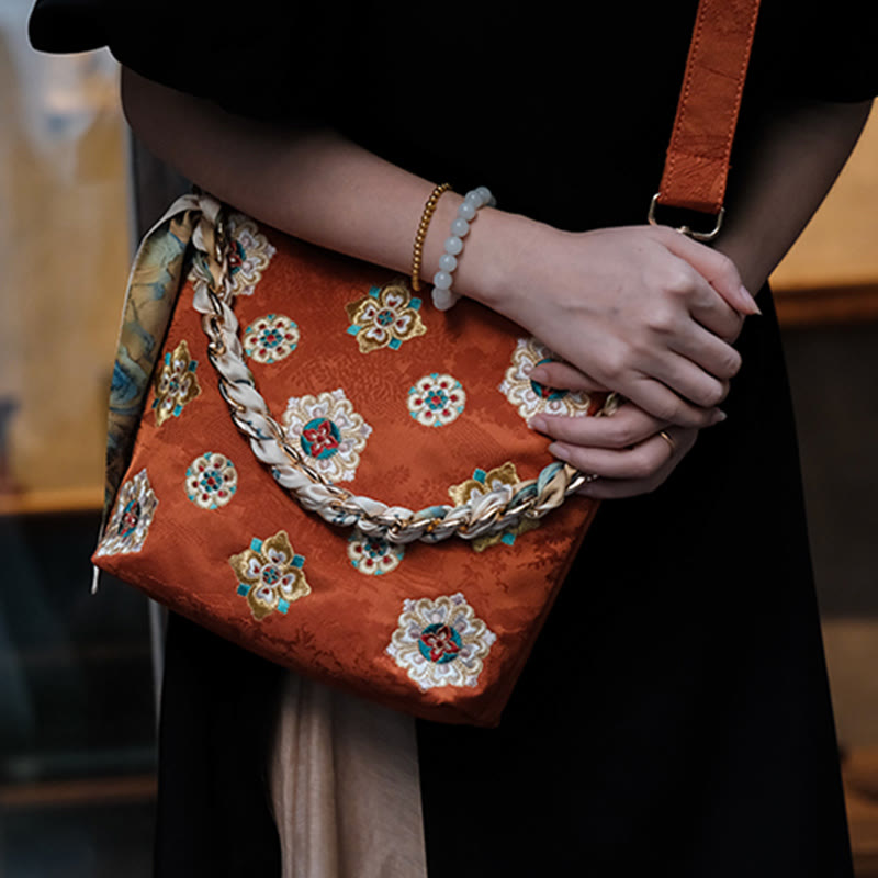 Nimara Ritual Satin Su Embroidery Journey Shopping Shoulder Bag Handbag Crossbody Bag