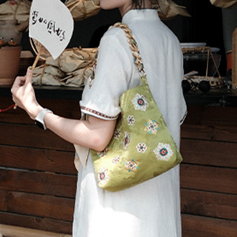Nimara Ritual Satin Su Embroidery Journey Shopping Shoulder Bag Handbag Crossbody Bag