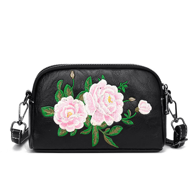 Nimara Ritual Peony Pomegranate Flowers Su Embroidery Journey Shopping Purse Shoulder Bag Crossbody Bag