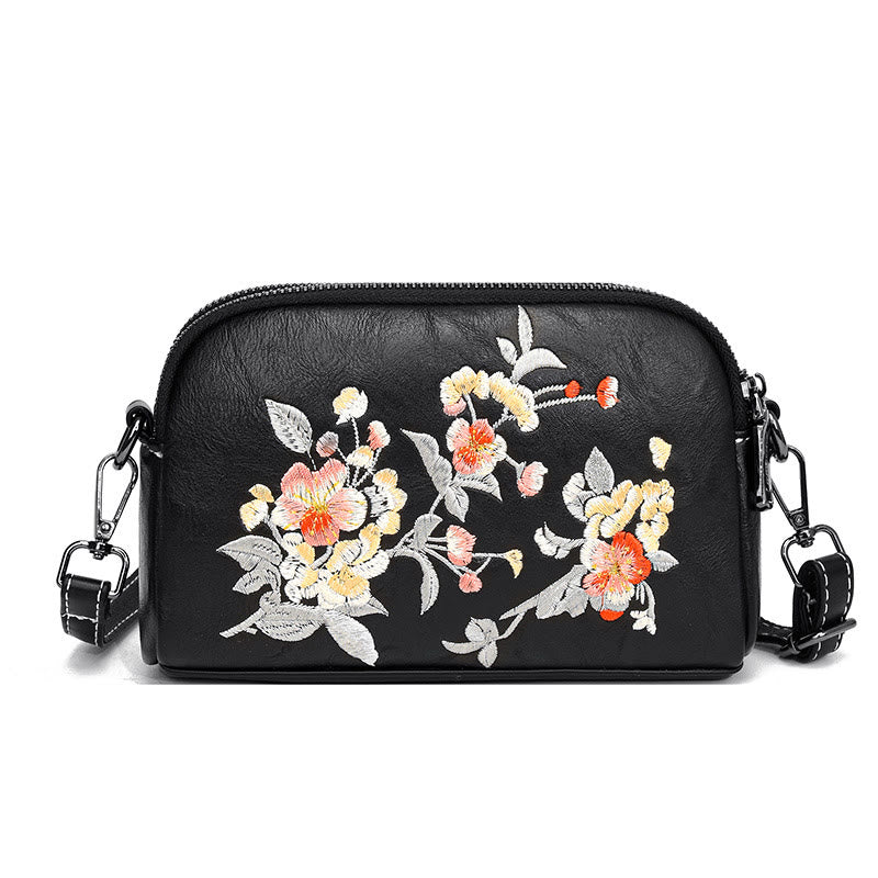Nimara Ritual Peony Pomegranate Flowers Su Embroidery Journey Shopping Purse Shoulder Bag Crossbody Bag