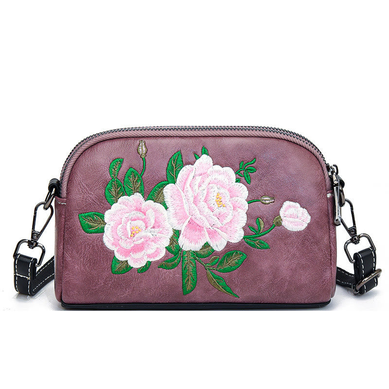 Nimara Ritual Peony Pomegranate Flowers Su Embroidery Journey Shopping Purse Shoulder Bag Crossbody Bag