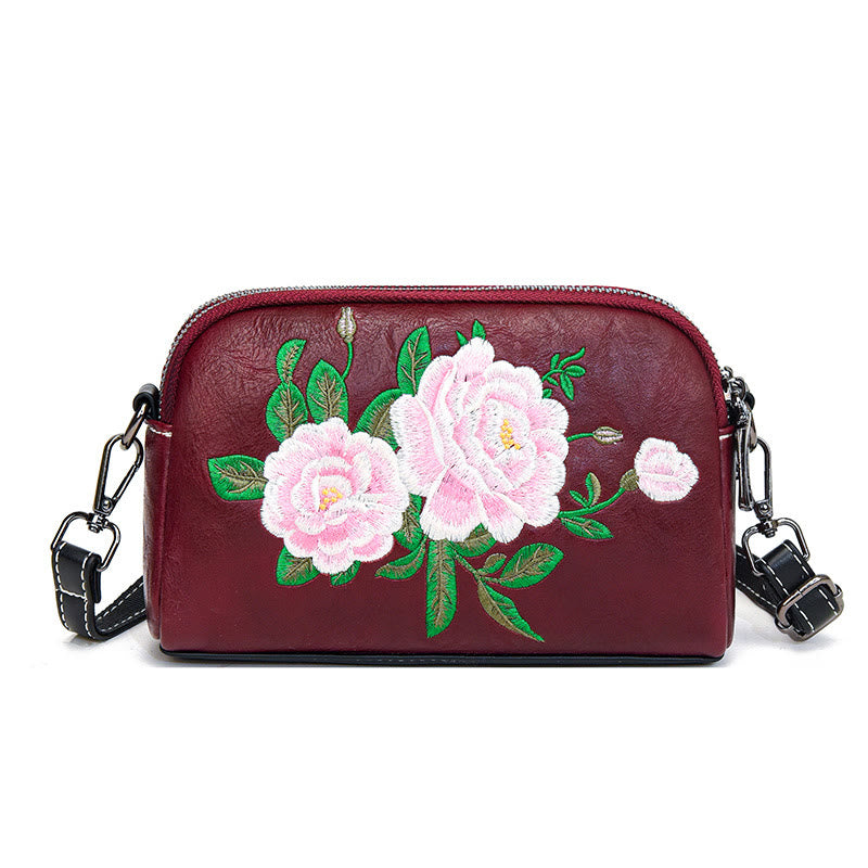 Nimara Ritual Peony Pomegranate Flowers Su Embroidery Journey Shopping Purse Shoulder Bag Crossbody Bag