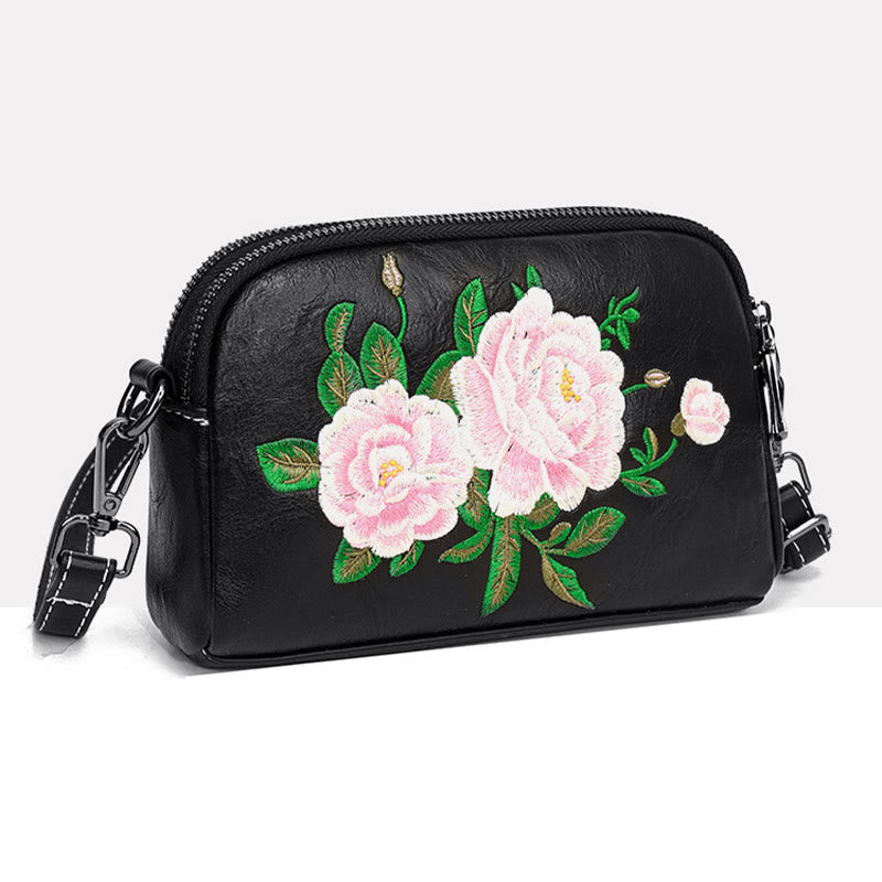 Nimara Ritual Peony Pomegranate Flowers Su Embroidery Journey Shopping Purse Shoulder Bag Crossbody Bag