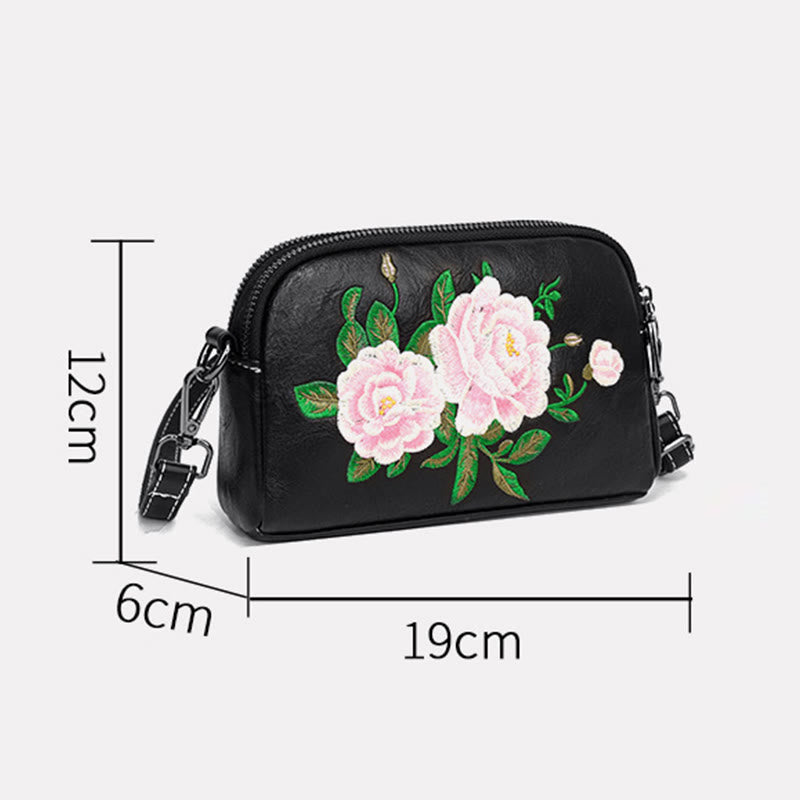 Nimara Ritual Peony Pomegranate Flowers Su Embroidery Journey Shopping Purse Shoulder Bag Crossbody Bag