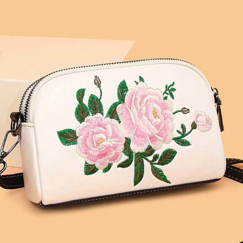 Nimara Ritual Peony Pomegranate Flowers Su Embroidery Journey Shopping Purse Shoulder Bag Crossbody Bag