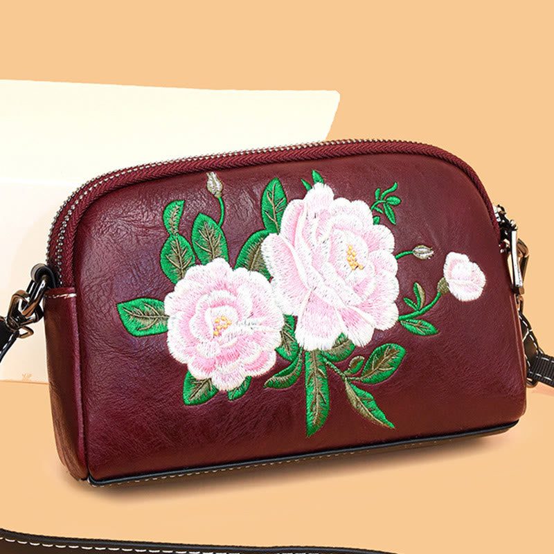 Nimara Ritual Peony Pomegranate Flowers Su Embroidery Journey Shopping Purse Shoulder Bag Crossbody Bag