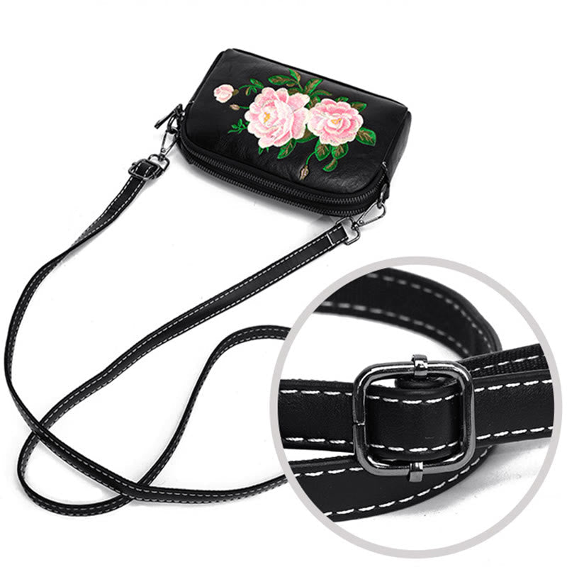 Nimara Ritual Peony Pomegranate Flowers Su Embroidery Journey Shopping Purse Shoulder Bag Crossbody Bag