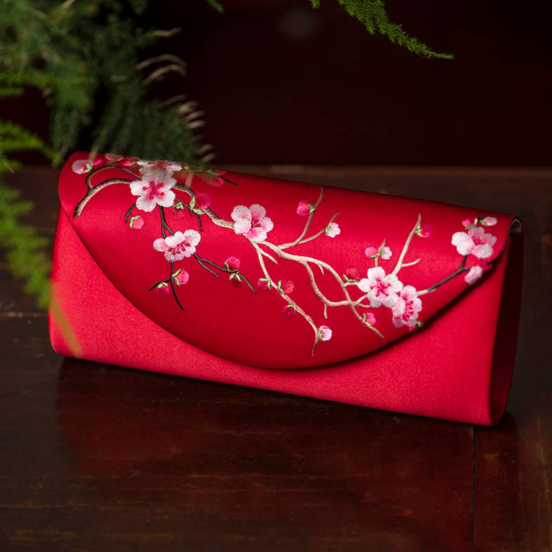 Nimara Ritual Plum Bossom Tulip Su Embroidery Wedding Shopping Purse Handbag Crossbody Bag
