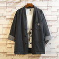 Nimara Ritual Men's Frog-Button Tang Suit Three Quarter Sleeve Kimono With Pockets