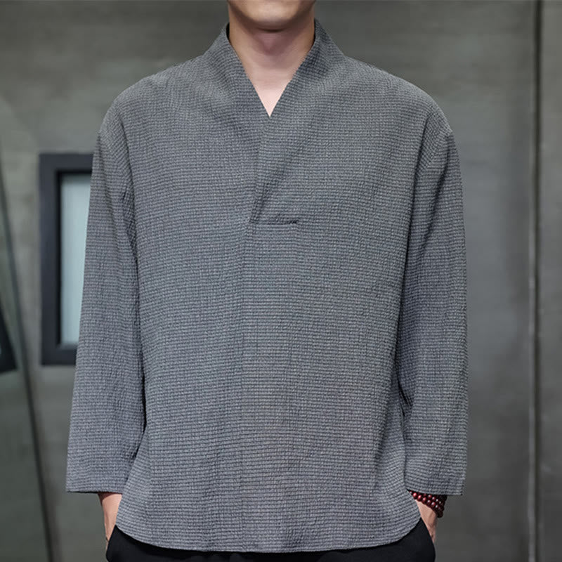 Nimara Ritual Simple V-Neck Long Sleeve T-Shirt Men Clothing