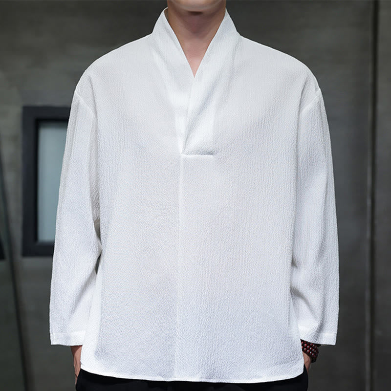 Nimara Ritual Simple V-Neck Long Sleeve T-Shirt Men Clothing