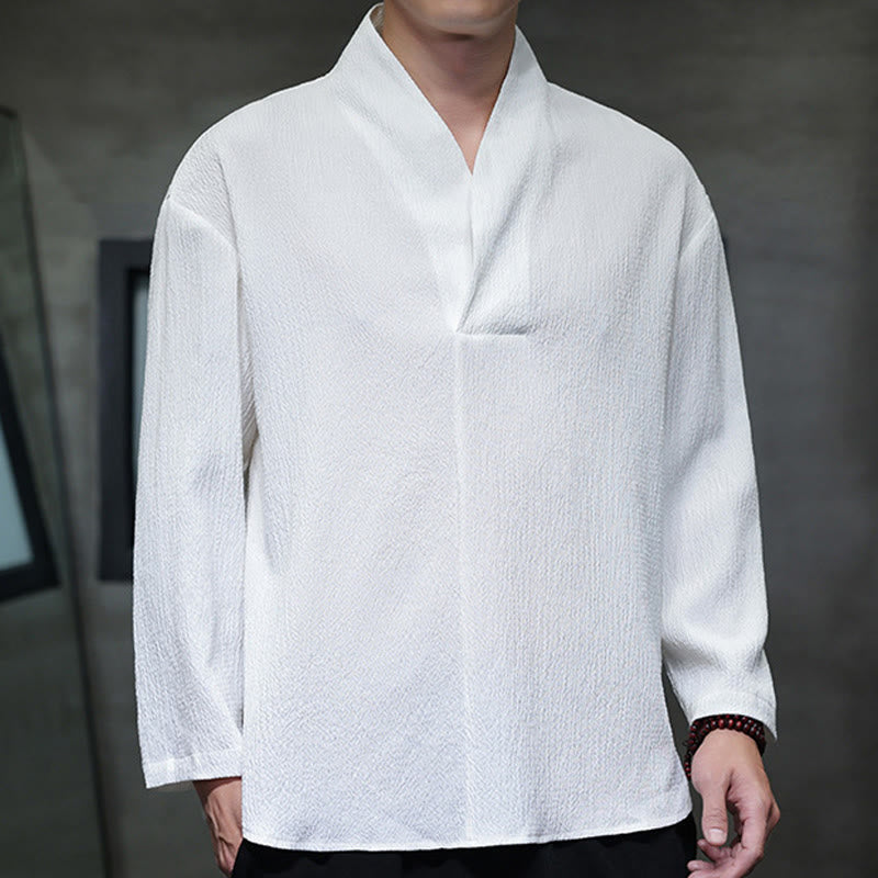 Nimara Ritual Simple V-Neck Long Sleeve T-Shirt Men Clothing