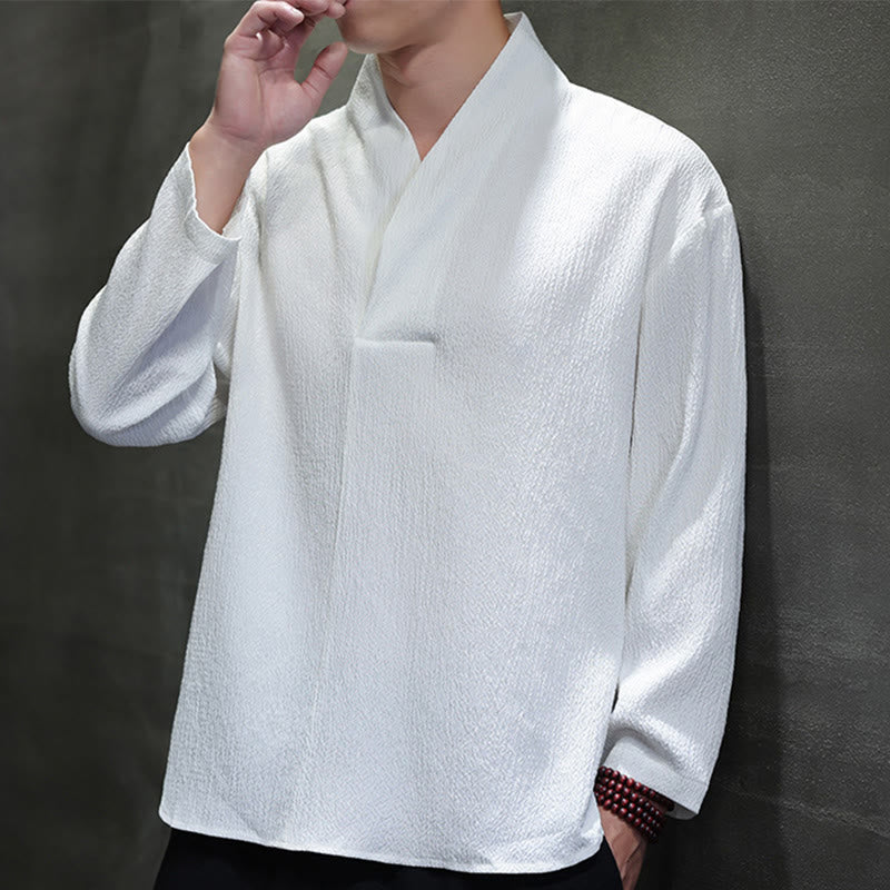 Nimara Ritual Simple V-Neck Long Sleeve T-Shirt Men Clothing