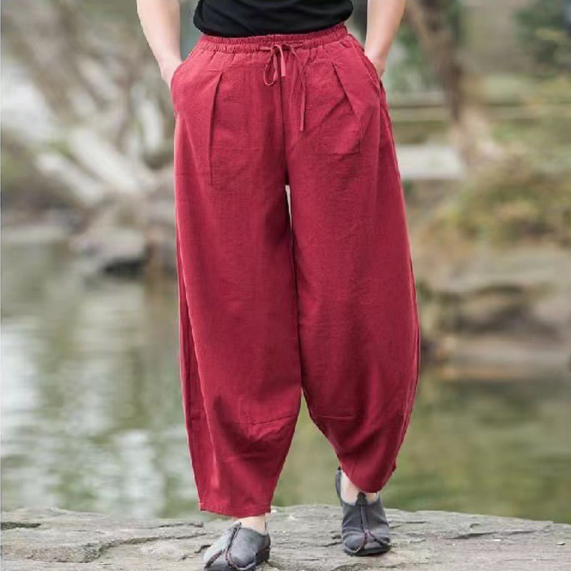Nimara Ritual Casual Simple Drawstring Men's Harem Pants With Pockets