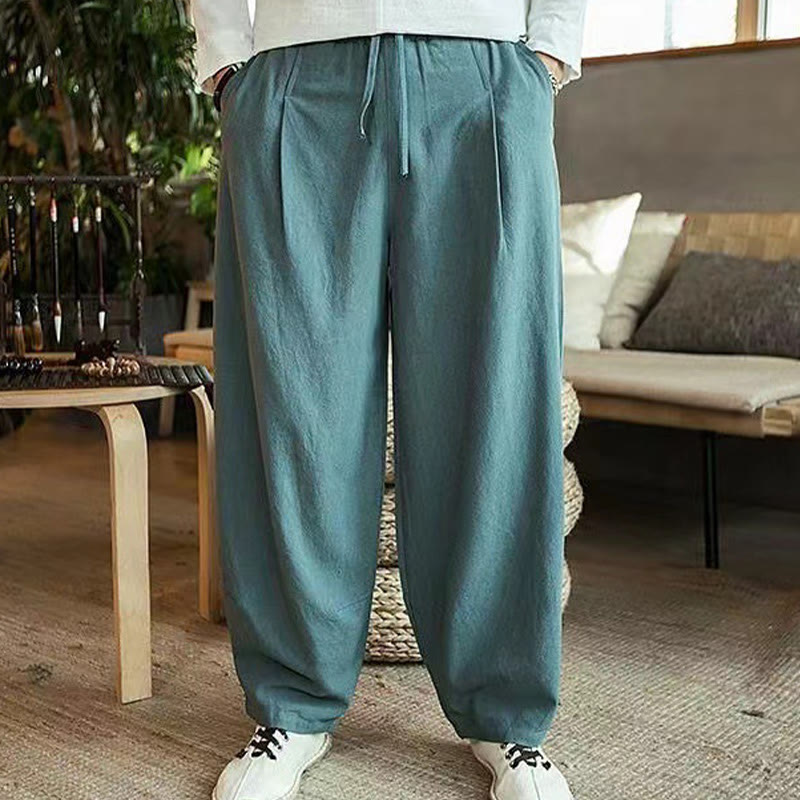 Nimara Ritual Casual Simple Drawstring Men's Harem Pants With Pockets