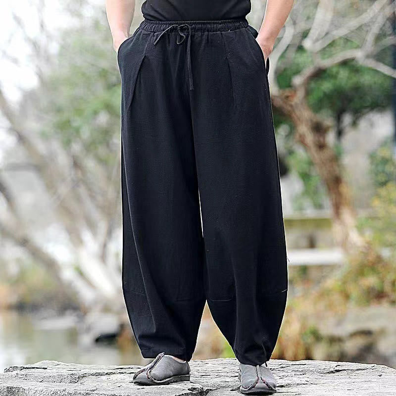 Nimara Ritual Casual Simple Drawstring Men's Harem Pants With Pockets