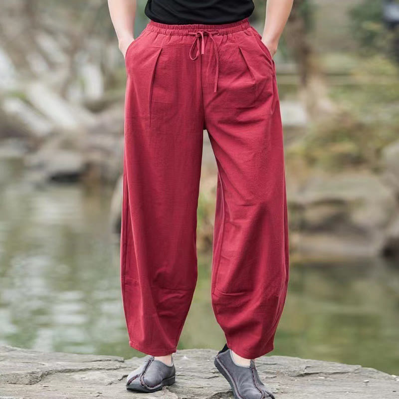 Nimara Ritual Casual Simple Drawstring Men's Harem Pants With Pockets