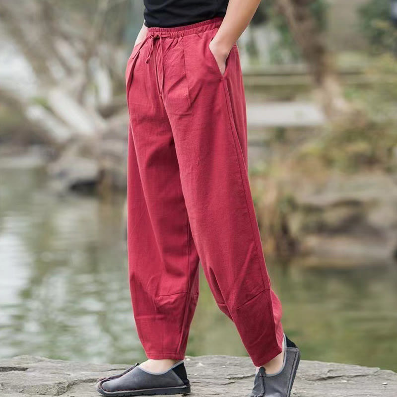 Nimara Ritual Casual Simple Drawstring Men's Harem Pants With Pockets