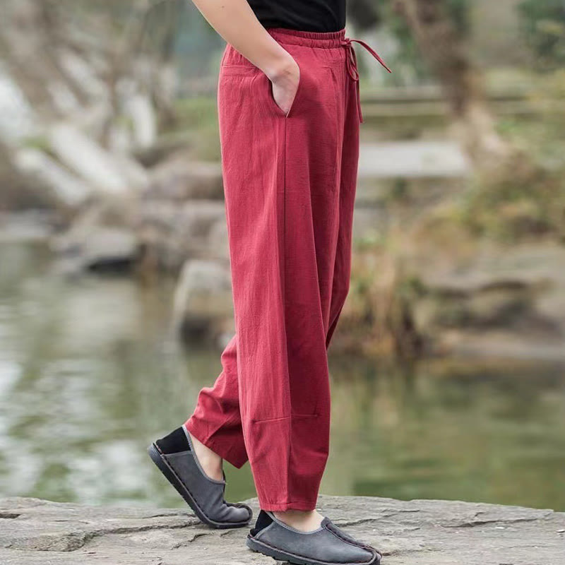Nimara Ritual Casual Simple Drawstring Men's Harem Pants With Pockets