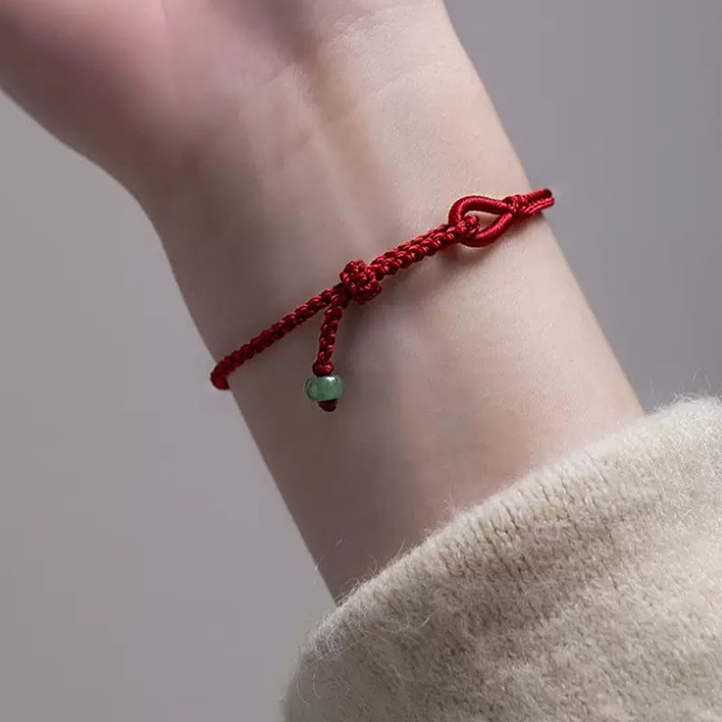 Love Strength Red String Jade Bracelet