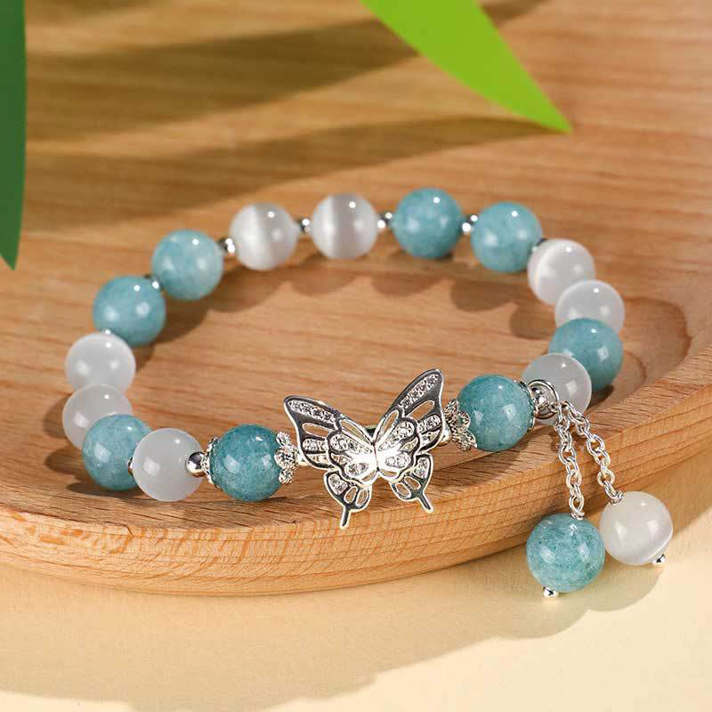 Nimara Ritual Chrysoberyl Cat's Eye Chalcedony Butterfly Love Bracelet