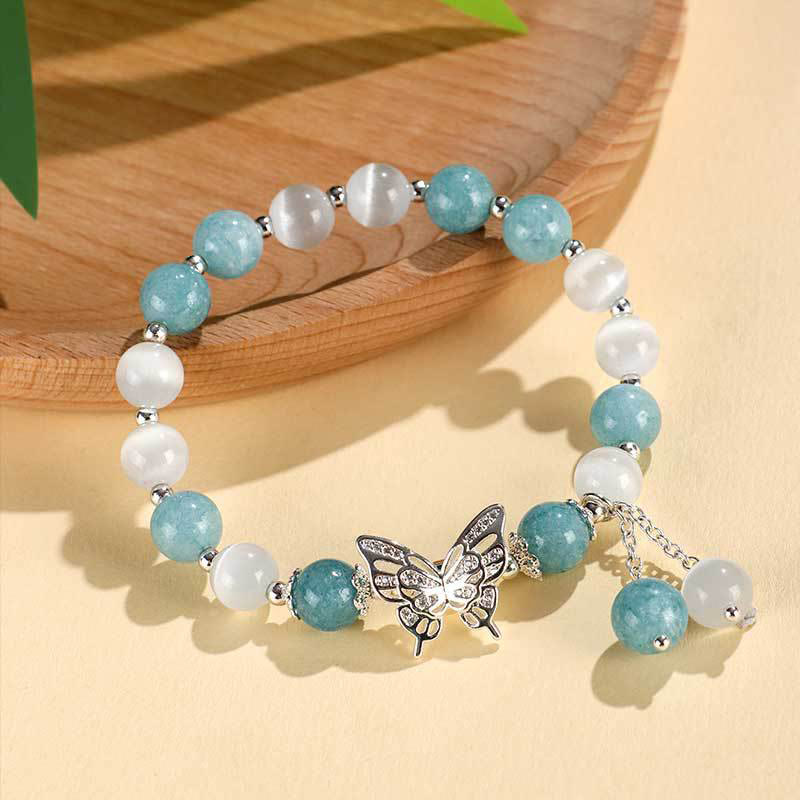 Nimara Ritual Chrysoberyl Cat's Eye Chalcedony Butterfly Love Bracelet