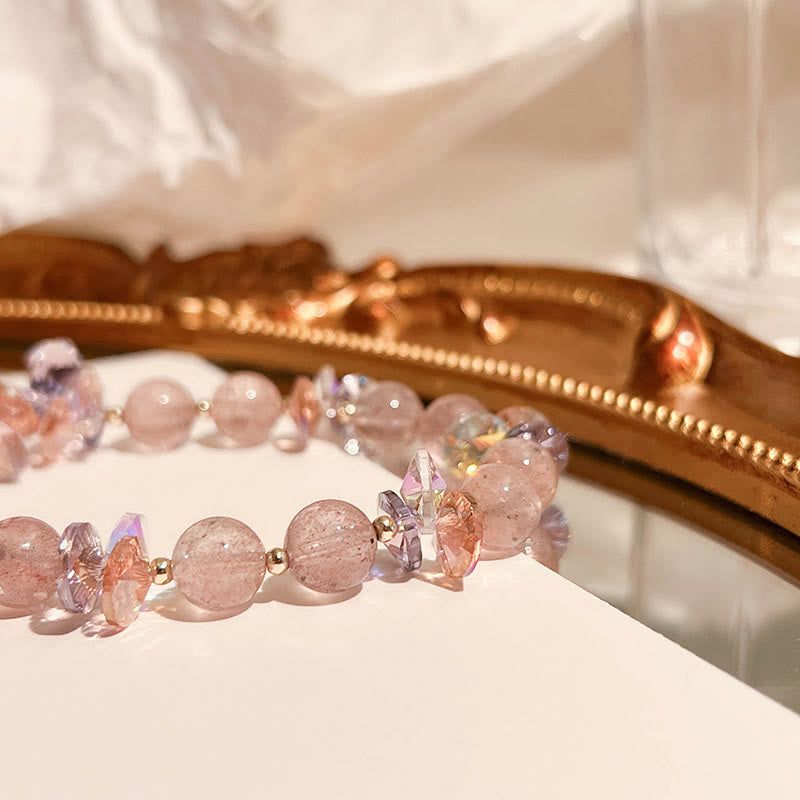 Nimara Ritual Strawberry Quartz Crystal Gourd Positive Bracelet