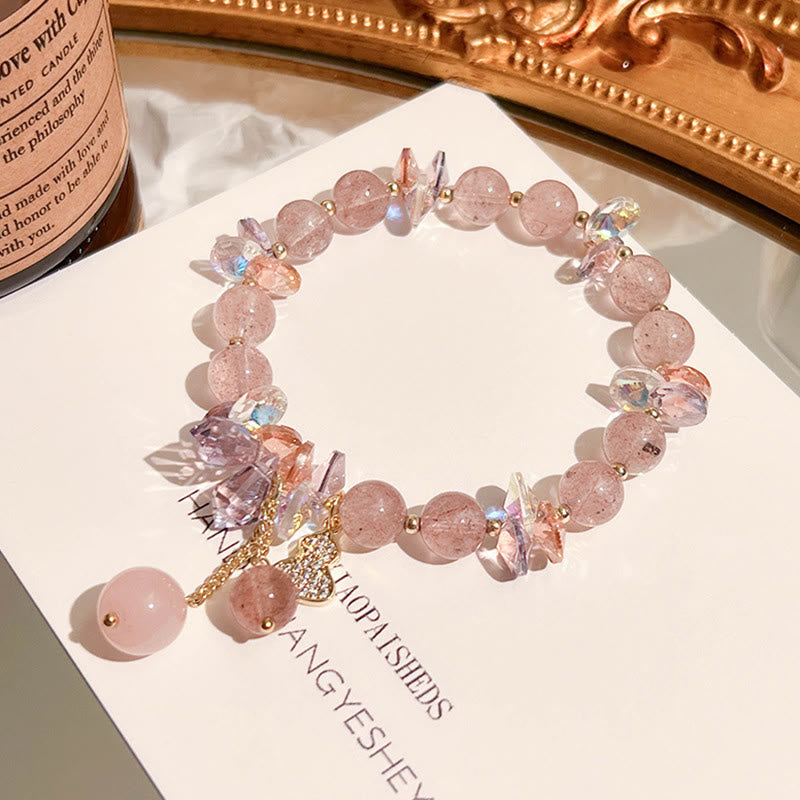 Nimara Ritual Strawberry Quartz Crystal Gourd Positive Bracelet
