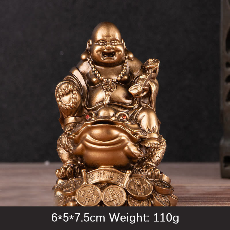 Nimara Ritual Laughing Buddha Feng Shui Frog Toad Copper Coins Attract Wealth Resin Statue Home Decoration