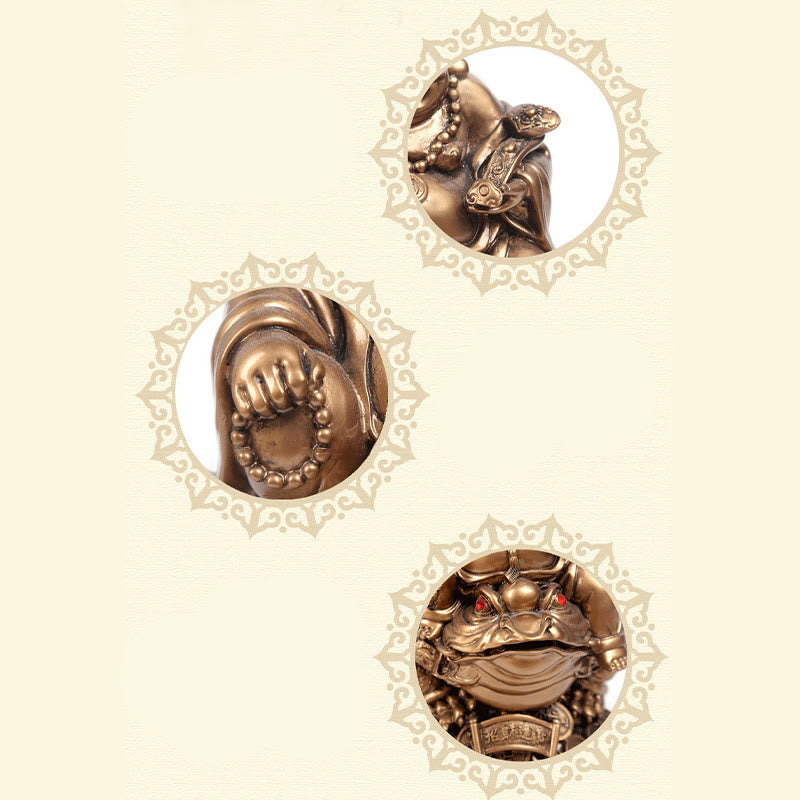 Nimara Ritual Laughing Buddha Feng Shui Frog Toad Copper Coins Attract Wealth Resin Statue Home Decoration