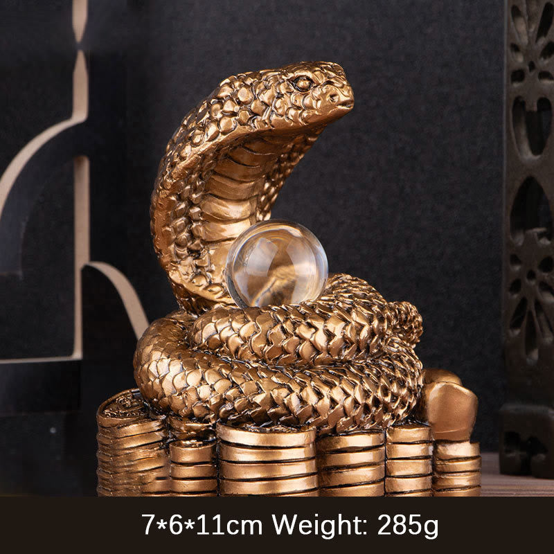 Nimara Ritual Year Of The Snake Ingots Copper Coins Ball Wealth Resin Statue Home Decoration