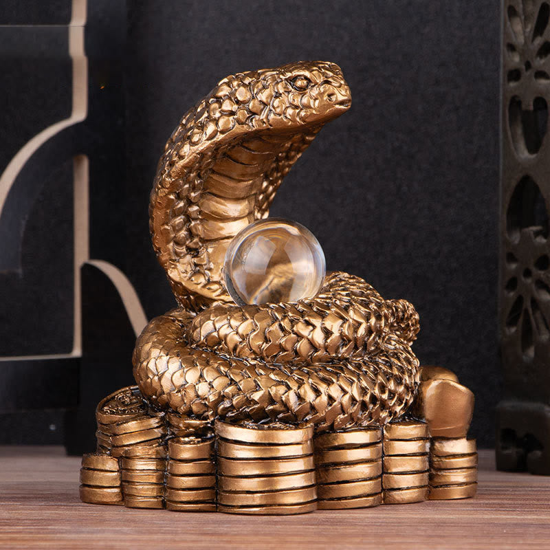 Nimara Ritual Year Of The Snake Ingots Copper Coins Ball Wealth Resin Statue Home Decoration