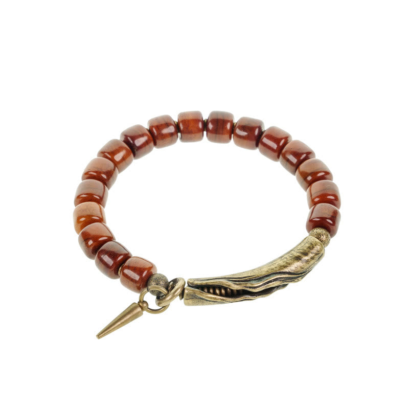 Nimara Ritual Bone Beads Copper Cone Pendant Strength Bracelet