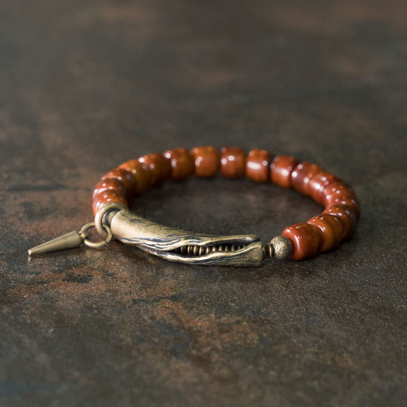 Nimara Ritual Bone Beads Copper Cone Pendant Strength Bracelet