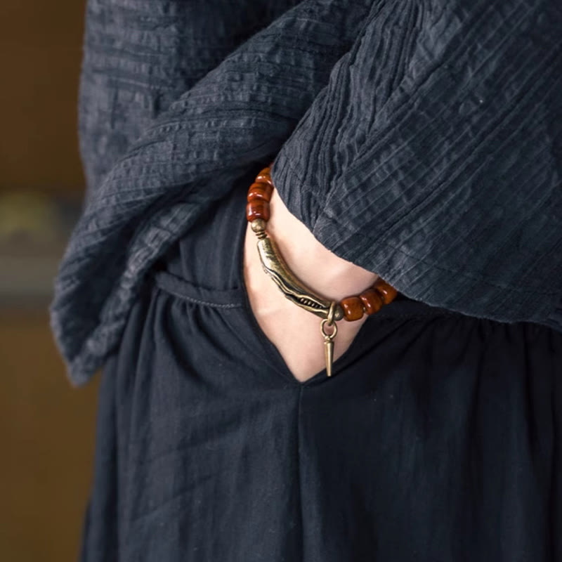 Nimara Ritual Bone Beads Copper Cone Pendant Strength Bracelet