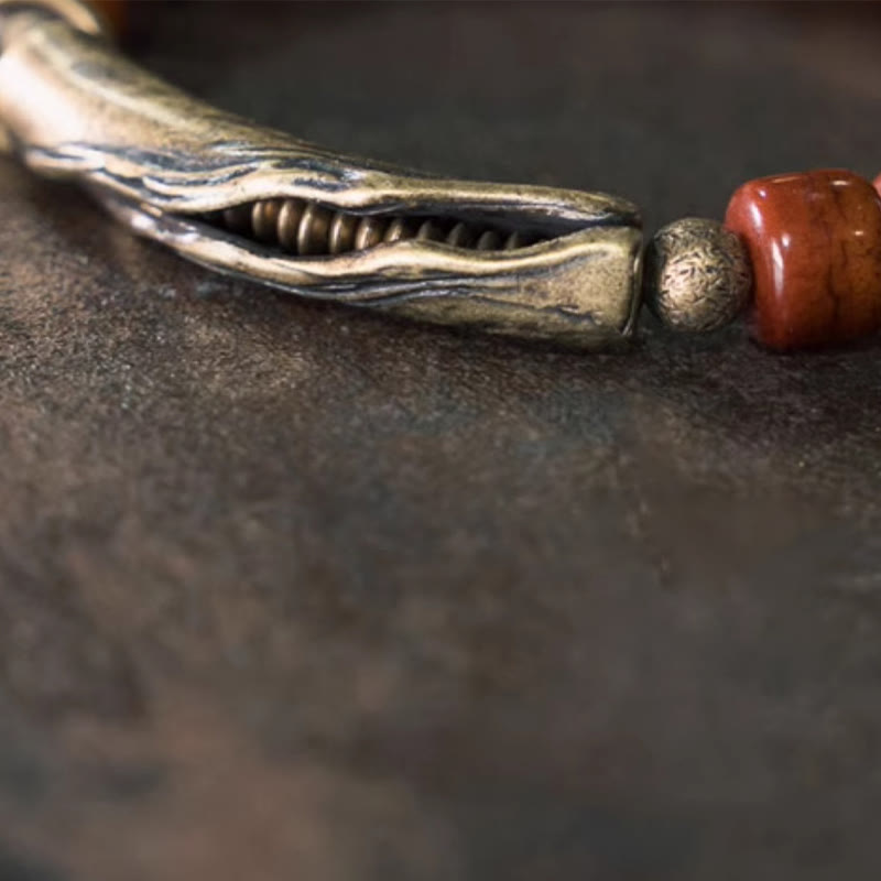 Nimara Ritual Bone Beads Copper Cone Pendant Strength Bracelet