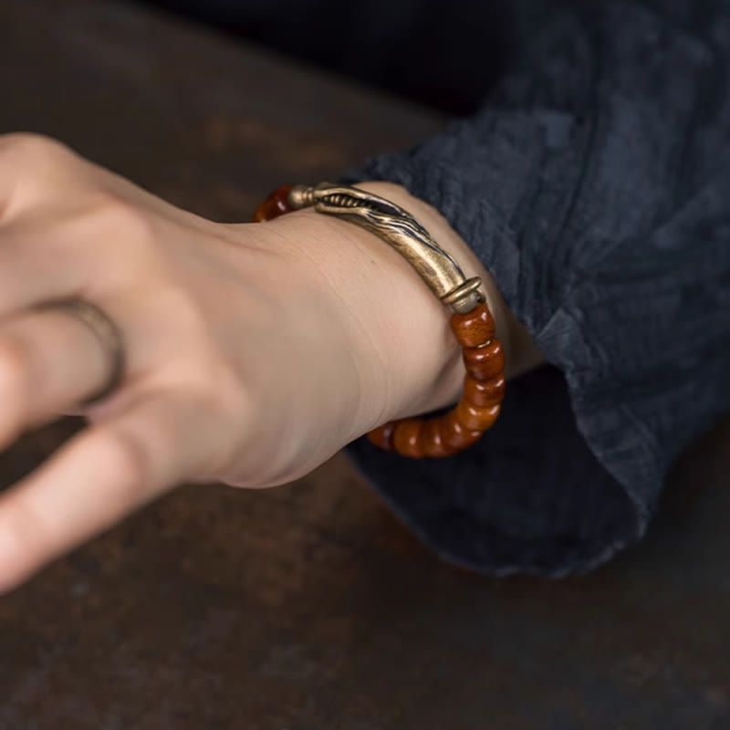 Nimara Ritual Bone Beads Copper Cone Pendant Strength Bracelet
