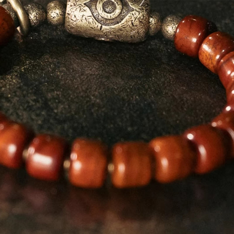 Nimara Ritual Bone Beads Dzi Shape Copper Cone Pendant Strength Bracelet