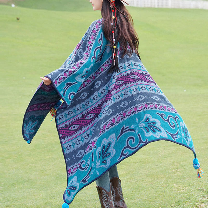 Nimara Ritual Tibetan Geometric Horizontal Stripe Flowers Pattern Shawl Fall Winter Warm Soft Scarf Wrap